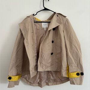 Avec Les Filles Tan Trench Coat with Yellow Details